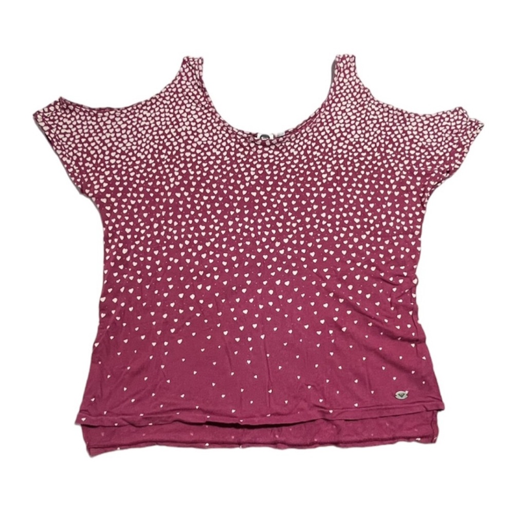 Roxy oversized heart print cold shoulder top Small Be Mine Valentine’s Day